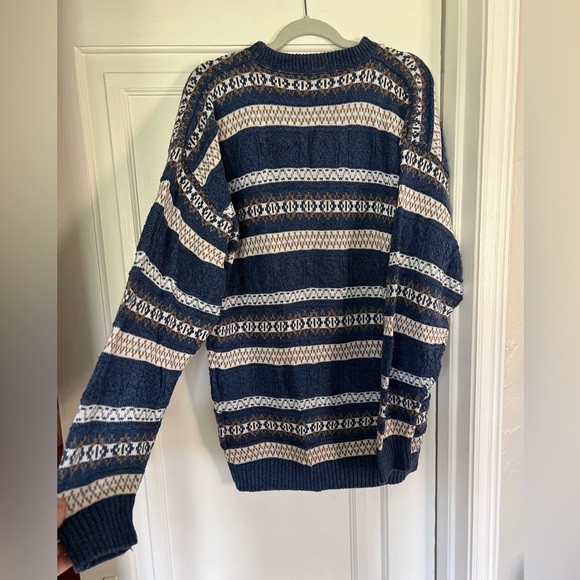 Vintage Navy Sweater XL 90s Slouchy Knit Grandpa Pullover Grunge Cottagecore - Picture 6 of 7